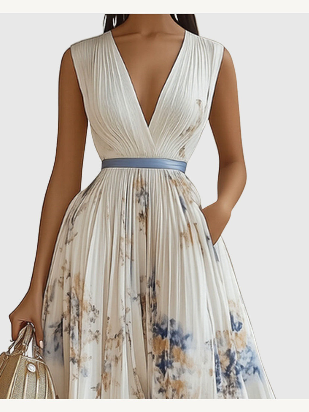ROWELLA | Elegant Lang Plisseret Kjole