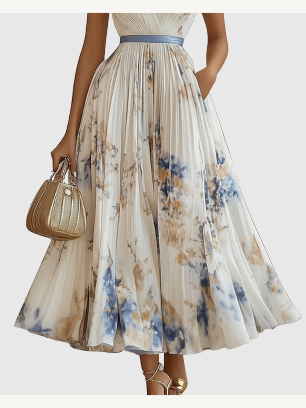 ROWELLA | Elegant Lang Plisseret Kjole