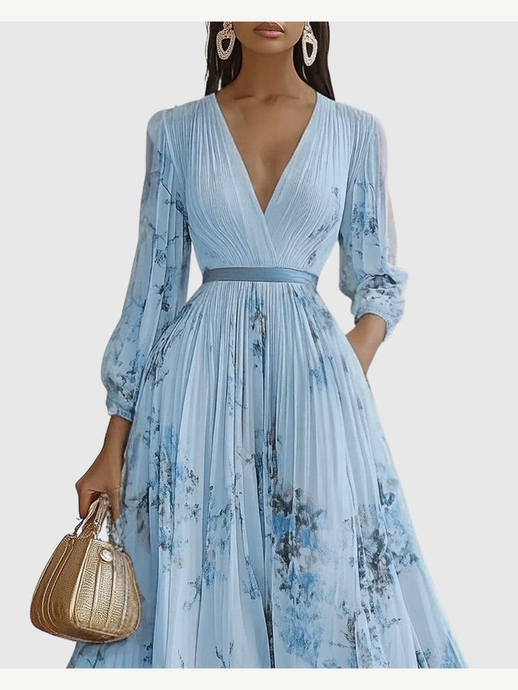ROWELLA | Elegant Lang Plisseret Kjole