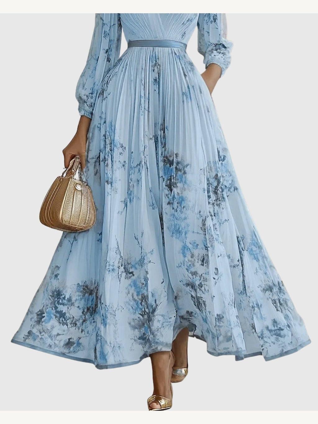 ROWELLA | Elegant Lang Plisseret Kjole