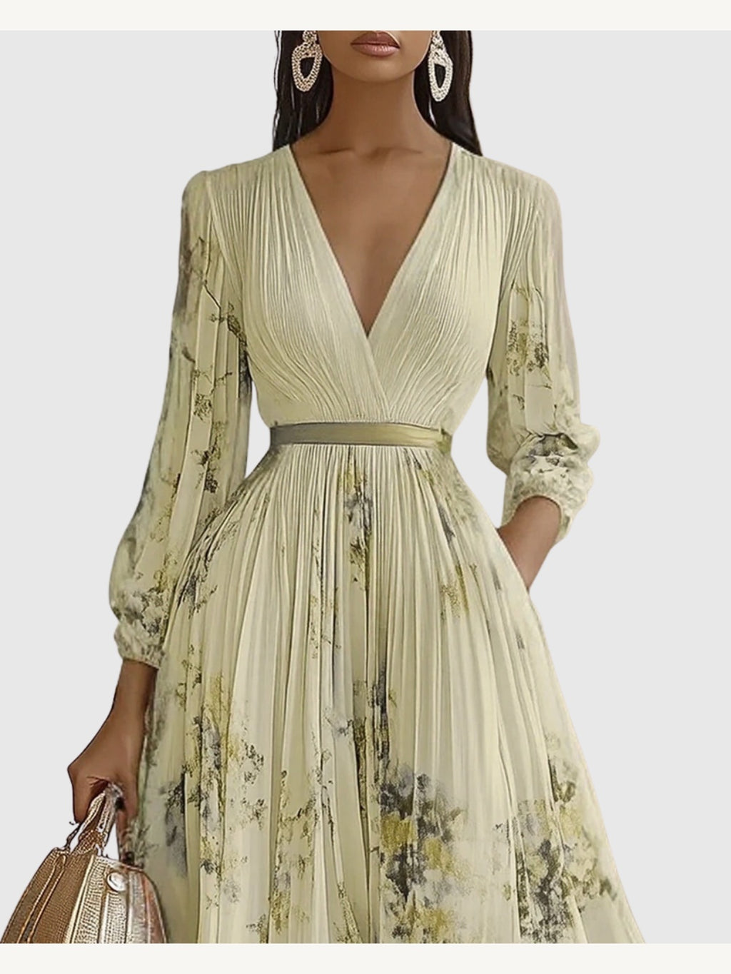 ROWELLA | Elegant Lang Plisseret Kjole