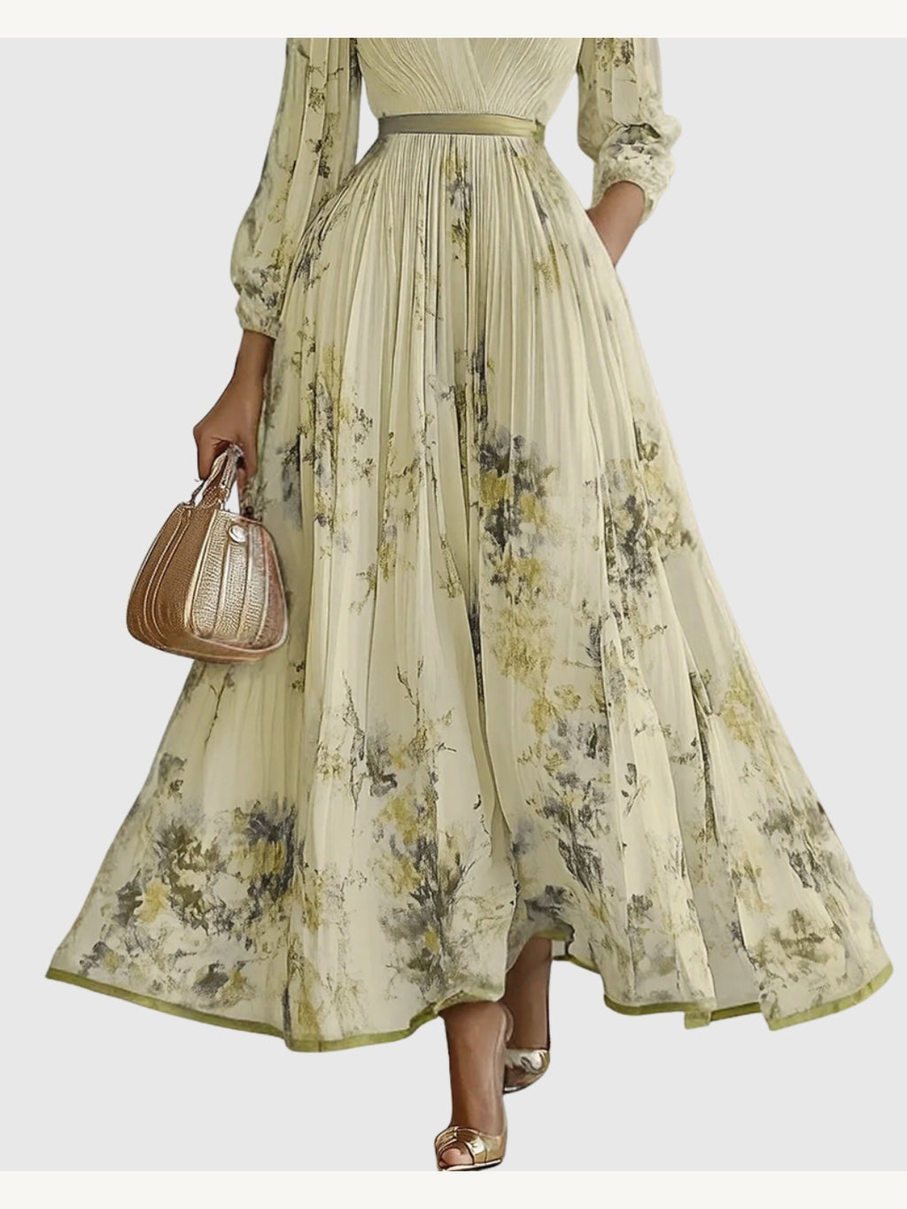 ROWELLA | Elegant Lang Plisseret Kjole