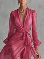 Rosalie | Lang chiffonkjole i rosa