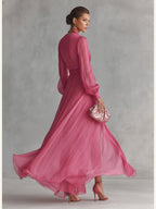 Rosalie | Lang chiffonkjole i rosa