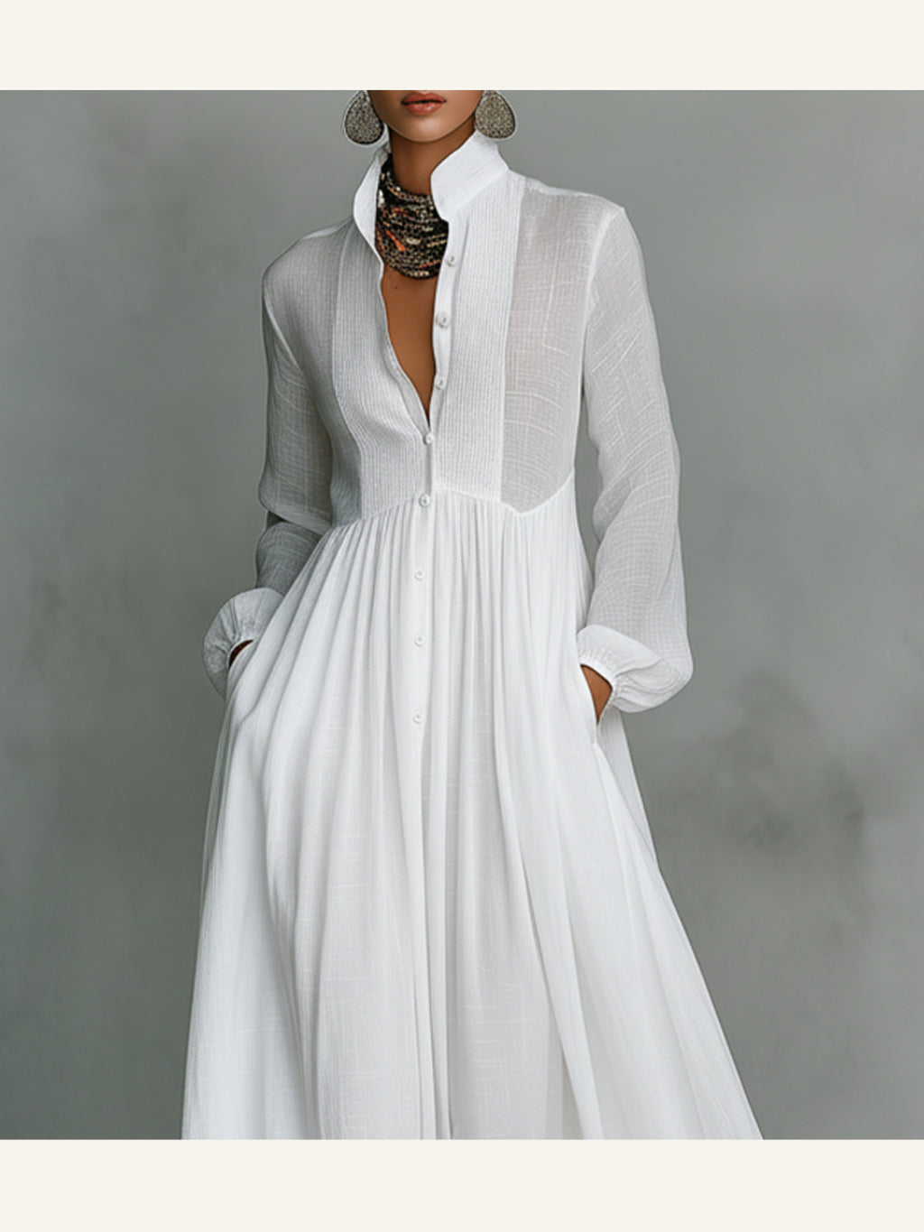 Victoria | Elegant maxi-skjortekjole